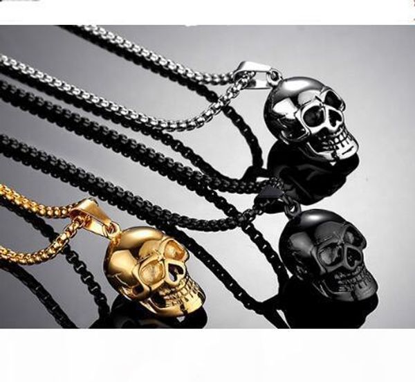 

men's 316l stainless steel skeleton pendant titanium retro gold-plated skull pendant classic mexican sugar skeleton pendant jewelry, Silver