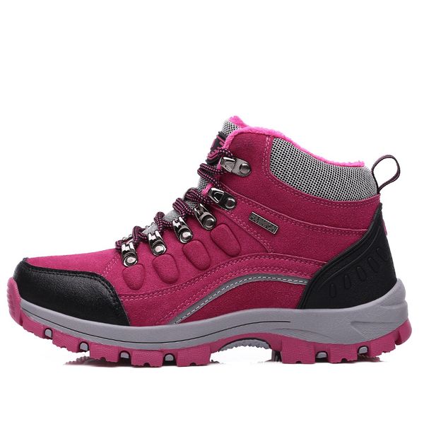 

boots 2021 style couples plus velvet warm outdoor climbing anti-slip high shoes men and women hiking, Black