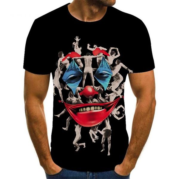 

sketch the clown joker face male clown short sleeved joke 3d print shirts horror comics horror men clothing