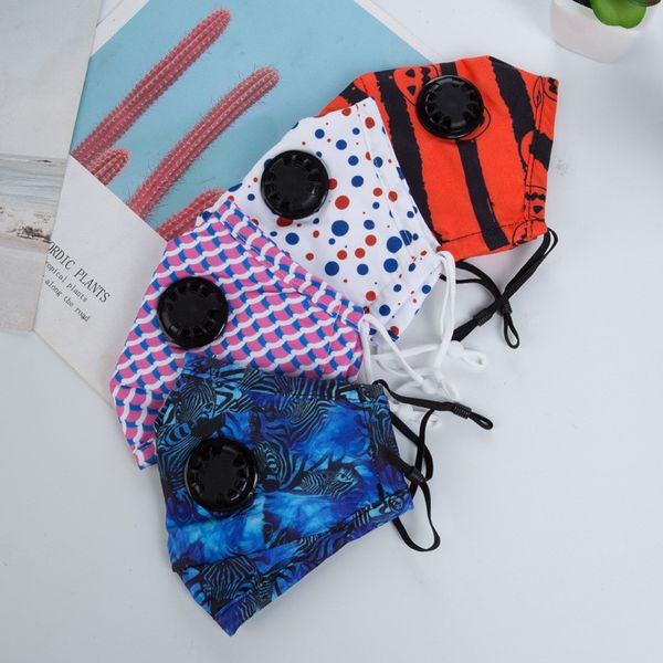 

reusable protective mask skull printed face masks adjustable earloop face mouth masks with breathing valve washable face mask