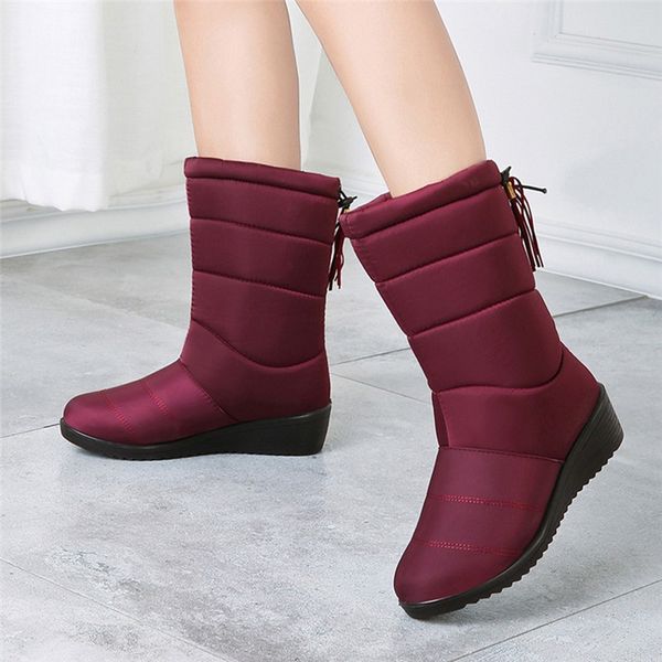 

winter boots women shoes waterproof mid-calf boots warm fur snow female winter women ankle botas mujer plus size 42, Black