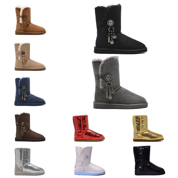 

discount australia women snow boots classic mini ankle short bow boot chestnut ladies girls winter outdoor booties size 36-41, White;red