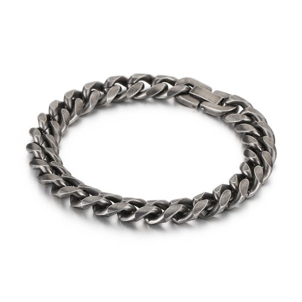 

fashion personality stainless steel edging bracelet punk retro trendy men's titanium steel bracelet, Black