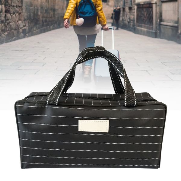 

striped pattern travel fitness zipper closure storage bag mesh pocket practical
