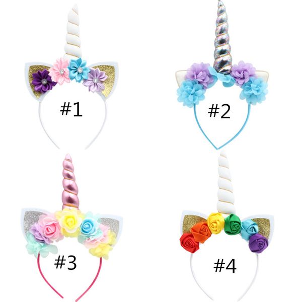 

10pcs/lot ,20*18cmunicorn headband new fabric flower headwear children's headband creative hair accessories headwear accessories, Slivery;white