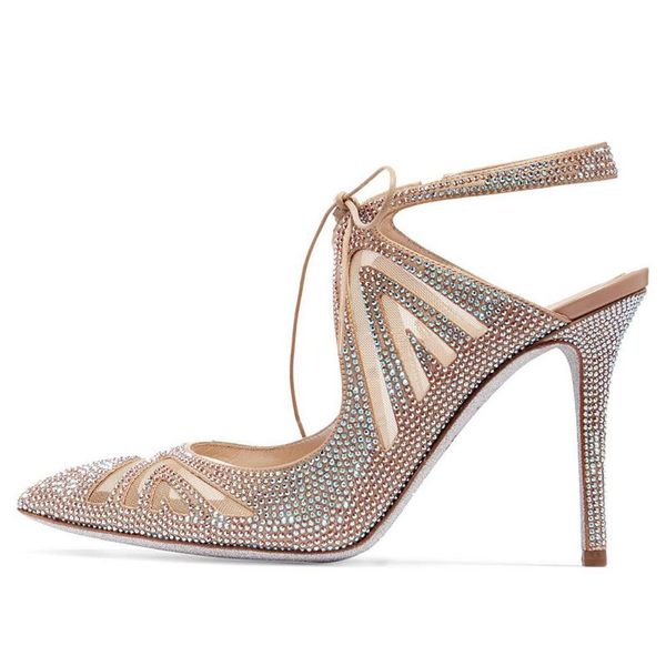 

dream2020 color diamond women's sandals fashion high heel pointed nightclub shoes, Black