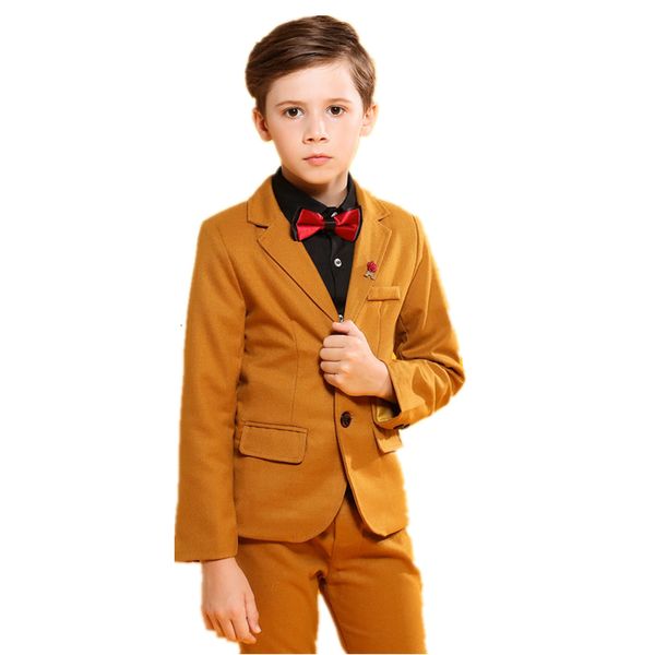 

children boys formal suit sets for wedding dress costume kids blazer trouser 2pcs clothing set boys party performance clothes, Blue
