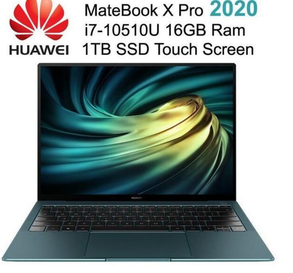 

original huawei matebook x pro 2020 13.9 inch i7-10510u 4.9ghz 16gb ram 1tb ssd 3k touch screen share 6.0 borderless fingerprint lap
