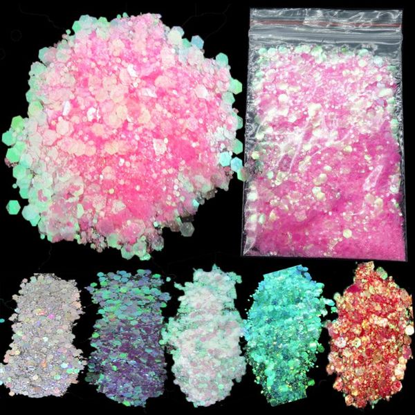 

iridescent chunky glitter powder pink holographic silver nail art glitter sequins face eey makeup body art cosmetic 15g, Silver;gold