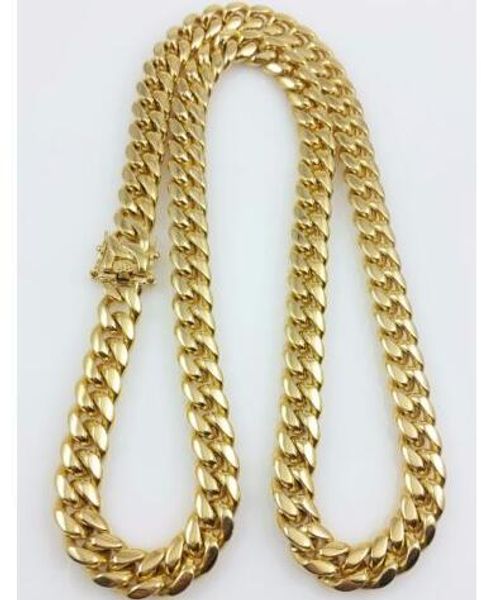 

men 18k yellow gold stainless steel 12mm 24" miami cuban curb link chain, Silver
