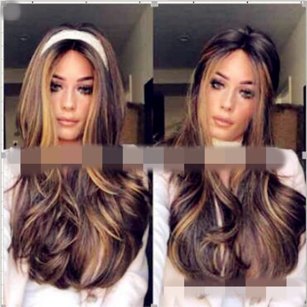 

new european and american wigs for ladies with gradient color long curly hair rose mesh wig manufacturers, Black