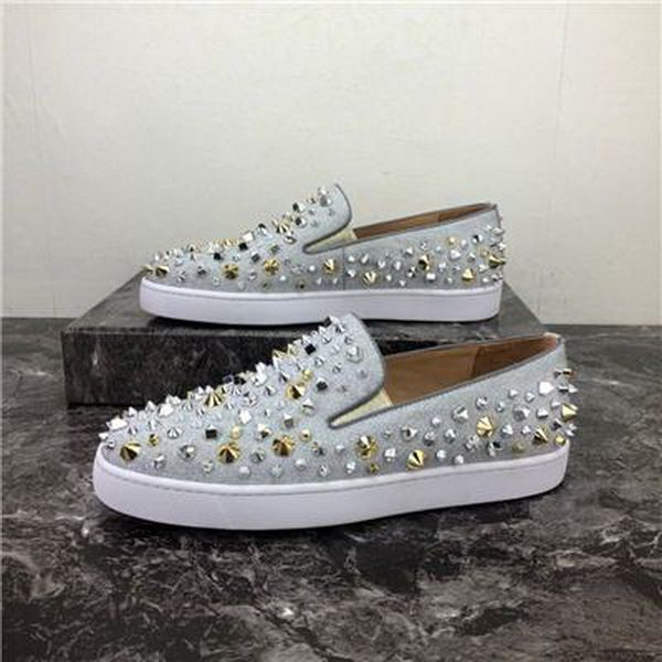 

designer shoes men women fashion spike sneakers black red white blue leather suede graffiti flat bottoms luxury casual shoe