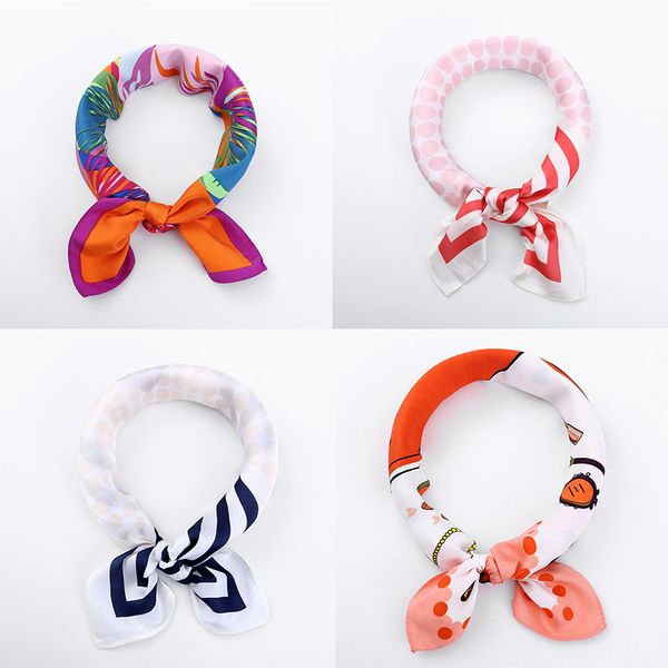 

65 colour a variety 23 inch scarf women orange carriage pattern imitation silk satin scarves stripe ring scarfs festival gifts, Blue;gray