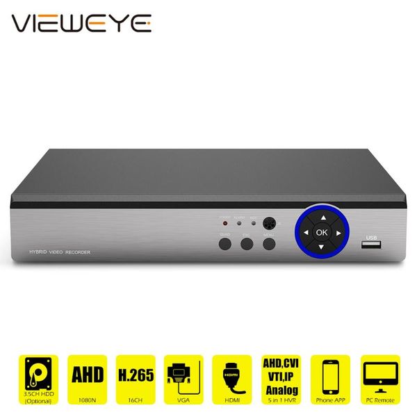 

h.265 16-канальный dvr ahd ahd-nh 1080n безопасности cctv dvr 16ch mini hdmi hybrid ip поддержка / analog / ahd камеры 16ch воспроизведения, Black;white