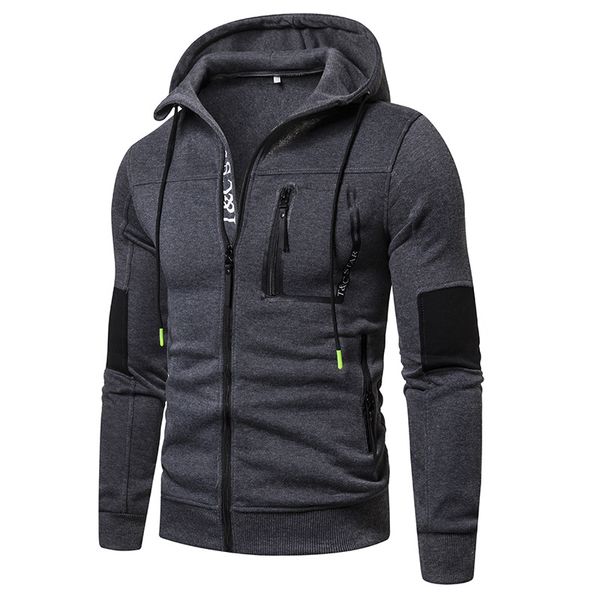 

2020 new neckline letter print fashion men's zip hoodie, Black