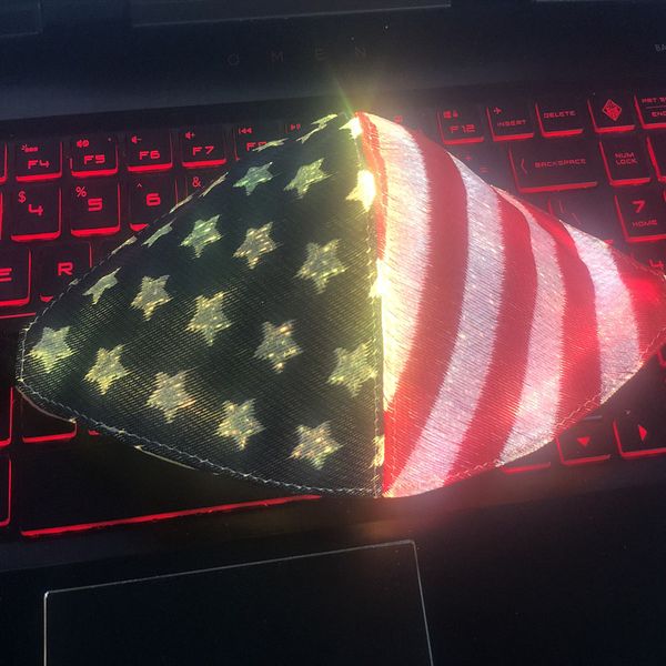 

2020 new 7 color us flag led light up face mask, built-in battery and 3 flashing modes,for halloween, party, election