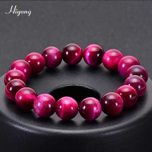 

hiyong natural stone beads bracelet charm rose red tiger eye stone bracelets for women men stretch bangle yoga jewelry gift, Black
