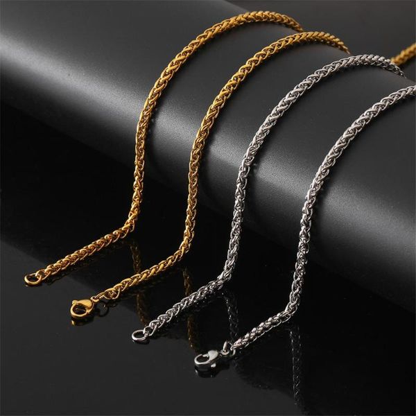 

3mm stainless steel franco chain necklaces gold silver color men hip hop rock jewelry link chain