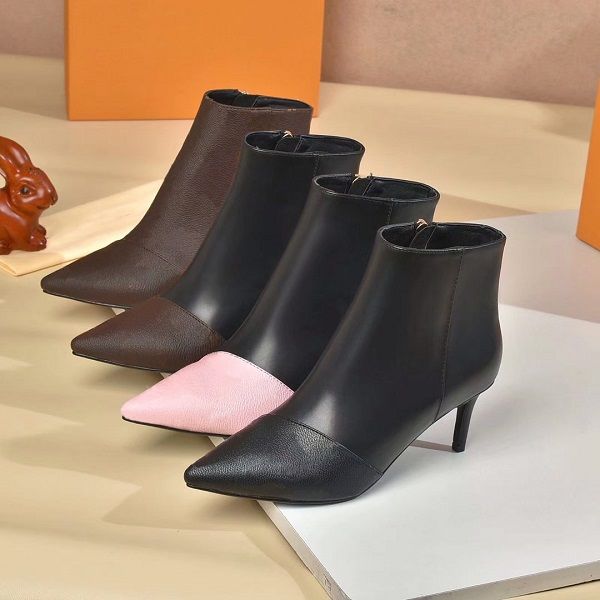 

fashion women's short boots european and american style design classic printing stitching ankle boots women's boots casual, Black