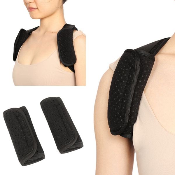 

new 2pcs/set posture correction band pads soft black shoulder pad humpback correction belts support shoulder brace accessorie, Black;blue