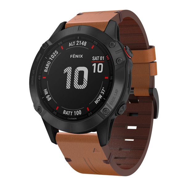 Cinturino a sgancio rapido in pelle da 26mm per Garmin Fenix ​​5x / 5x Plus / 6x / 6x PRO Bracciale da polso da polso con cinturino facile da polso facile