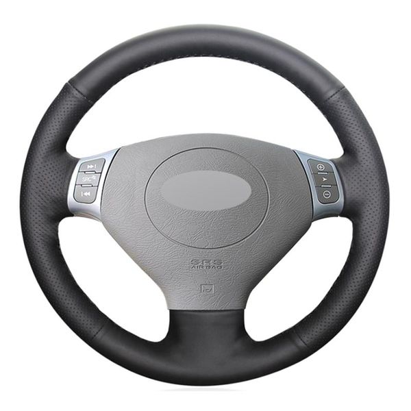 

black pu faux leather diy handsewing car steering wheel cover for chery tiggo 2007-2010 qq3 2006-2012 a1 2011