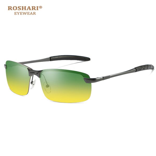 

roshari day and night sunglasses anti-glare increase clarity driver driving polarized glasses a15, White;black