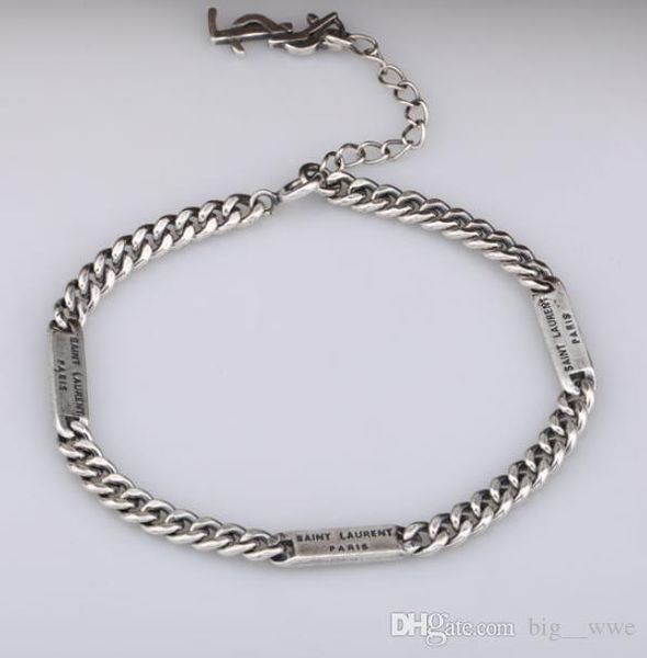 

designer ys chain bracelet s925 sterling silver new trendy gift women bracelet jewelry with words pendant hip hop style perfect punk l gift, Black