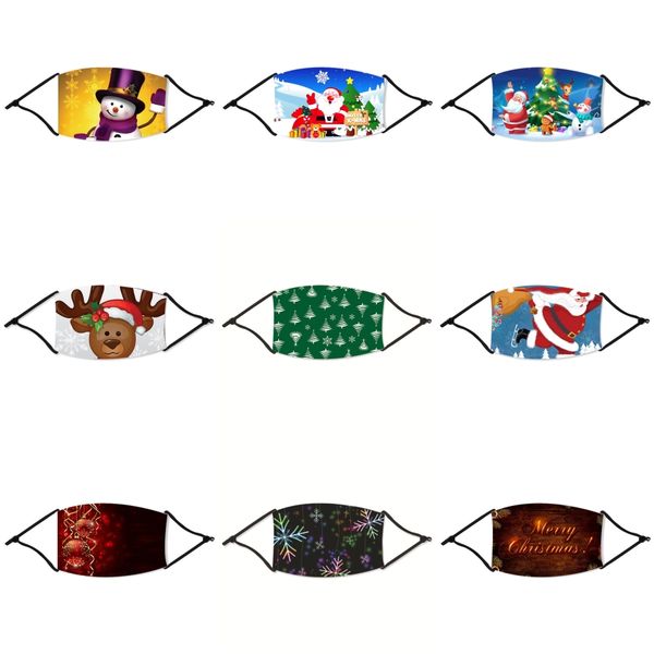 

fashion printed cotton design face christmas mask dust can be washed with water and inserted with filters face christmas masks#58133, Black