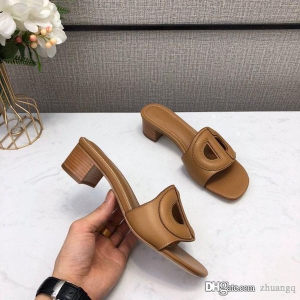 

2020 new sale summer slides d-club mules beach indoor flat slippers women black camel blue denim white calfskin casual sandals 34-41