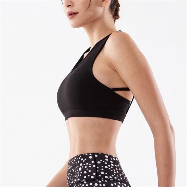 

2020 new curve beautiful back cross shockproof sports bras women elastic gym fitness seamless yoga bra crop push up bra, White;black