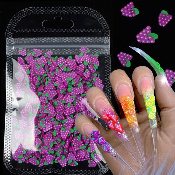 

mixed styles 3d fruit tiny slices sticker polymer clay diy design slice nail art decors nail art tips fruit slice decor, Silver;gold