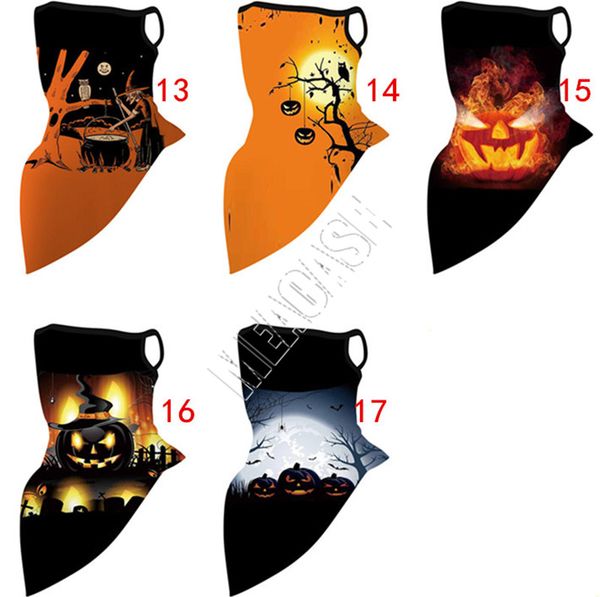 

fashion halloween masks halloween variety magic turban triangle bike mask towel riding mask scarf party masks pumpkin print sale d81806, Black;white