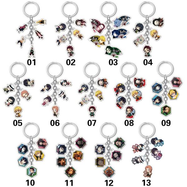 

anime demon slayer: kimetsu no yaiba alloy keychain keyring cosplay anime character kamado tanjirou for cute classic gift, Silver
