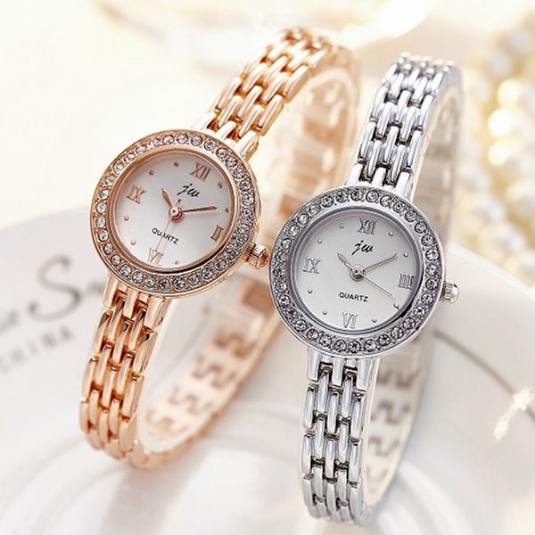 

simple alloy metal bracelet diamond stones roma dial watches wholesale fashion women ladies female dress quartz wrist watch, Slivery;brown