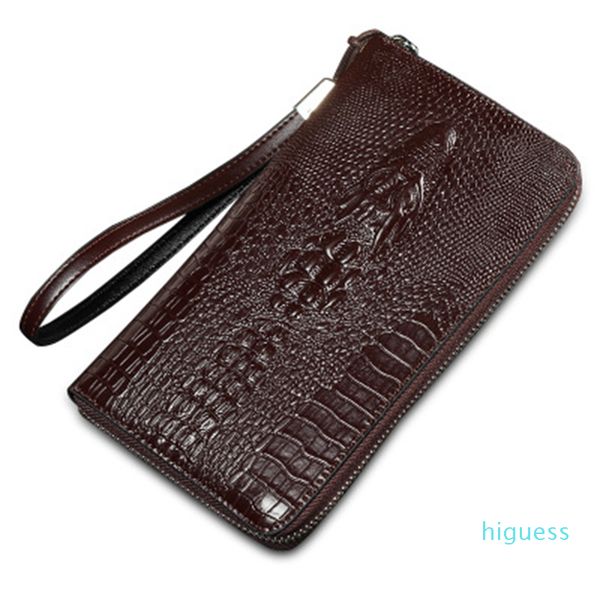 

designer- men design business vintage long wallet genuine cow leather crocodile pattern style male purse casual clutch hand bags, Red;black