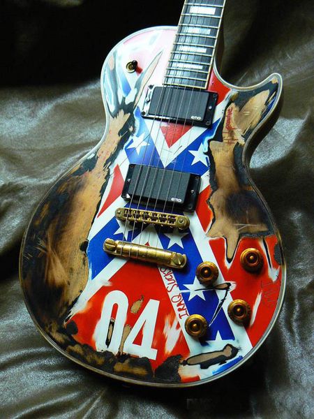 

электрическая гитара, aged реликвия закк уайлд rebel flag gutiar