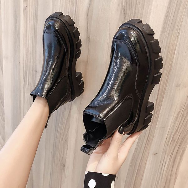 

women's boots autumn booties woman 2020 low heel shoes round toe lolita mid calf ladies summer rubber mid-calf rock, Black