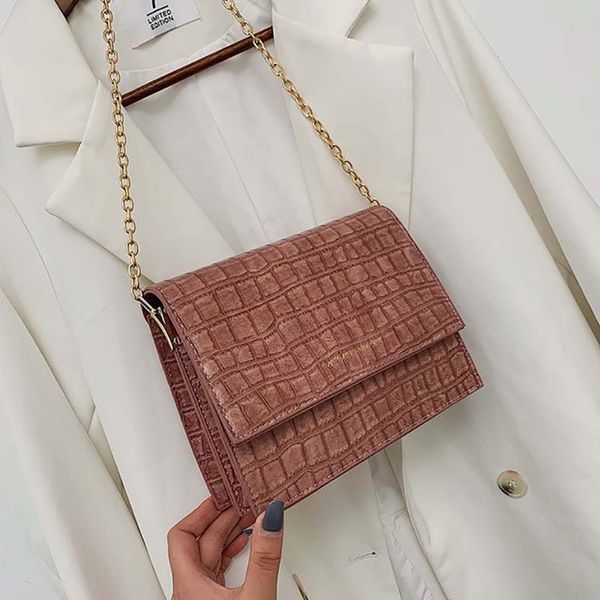 

crossbody bag for women 2020 new fashion trend stone pattern small square bag brand designer chain shoulder messenger bags sac