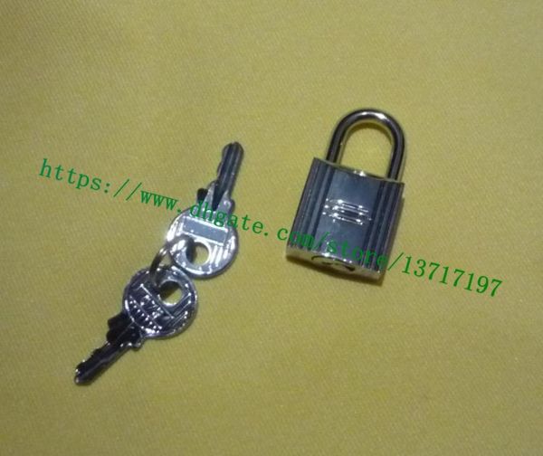 

grade h bag accessories one set lock & key polished shine silvery tone for berkin keally silver stainless metal alloy 0056 079 engraved, Black
