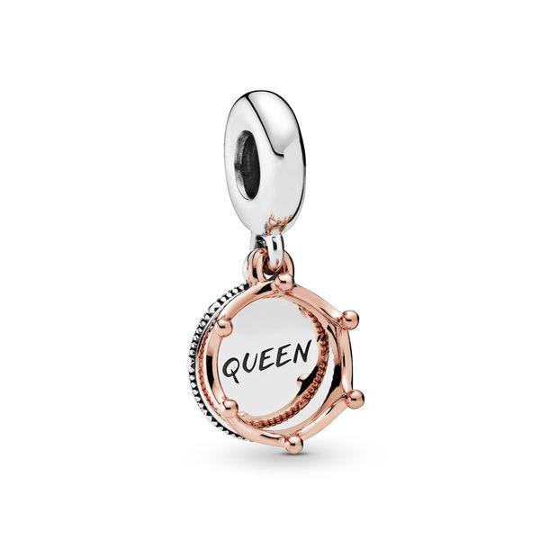 

2020 new fashion 925 sterling silver queen & regal crown dangle charms beads pendant fit pandora bracelets & necklace for diy jewelry making, Black