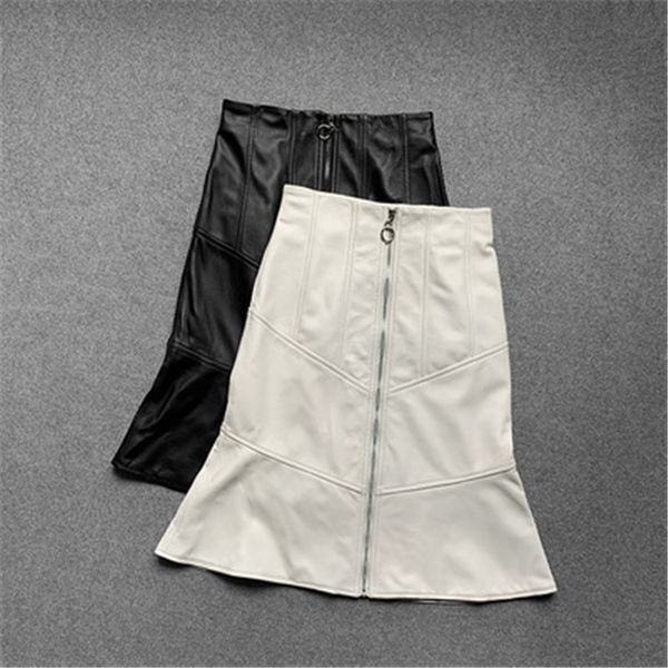 

2020 женщины весна подлинная real овцы кожа юбка e79, Black