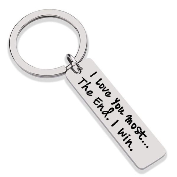 

jioromy key chain key ring letters i love you more most for men women sleutelhanger stainless steel keychain couples gift, Silver