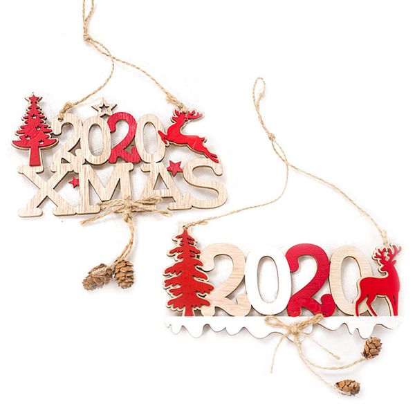 

1pcs new 2020 chistmas wooden pendant ornament new year christmas party home decoration xmas tree wall hanging ornament supplies