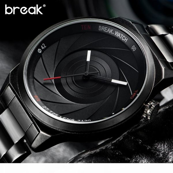 

break creative unique design mens watches wristwatch quartz sports wrist watch men gift clock relogio masculino, Slivery;brown