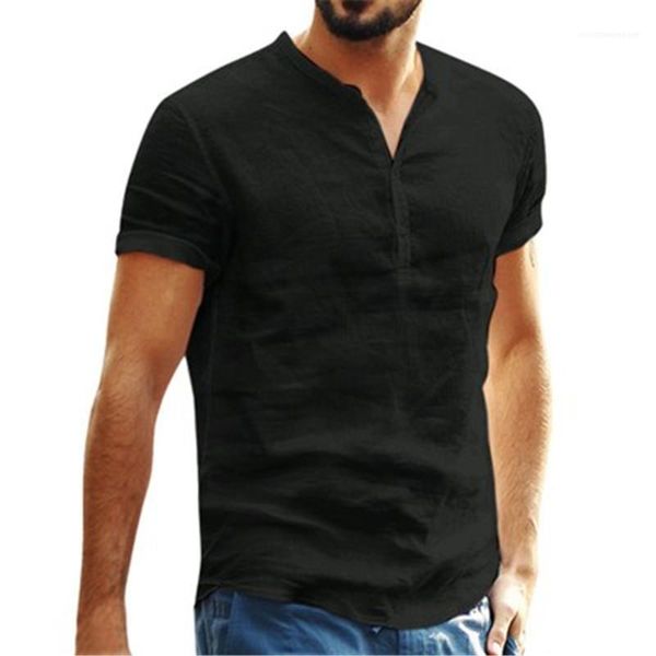 

men linen shirts short sleeve breathable fashion male baggy casual shirts slim fit solid cotton shirts mens stand collar blouse, White;black