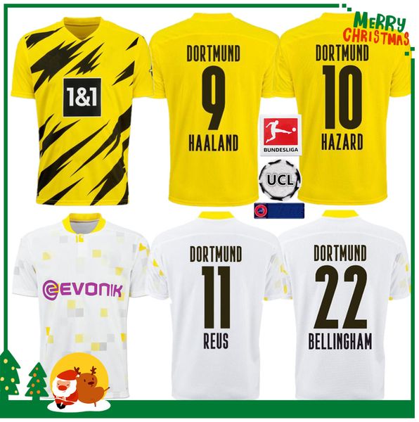 

haaland 2020 2021 borussia dortmund soccer jersey 20 21 football shirts 110th sancho reus brandt men +kids kit maillot de foot, Black;yellow