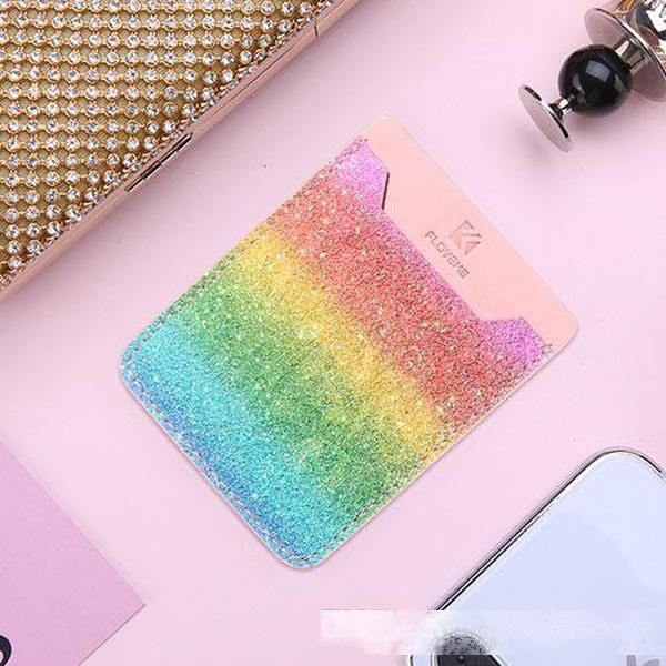 

floveme cellphone sticker silicone credit card holder 3m glue for iphone samsung huawei universal adhesive pouch case