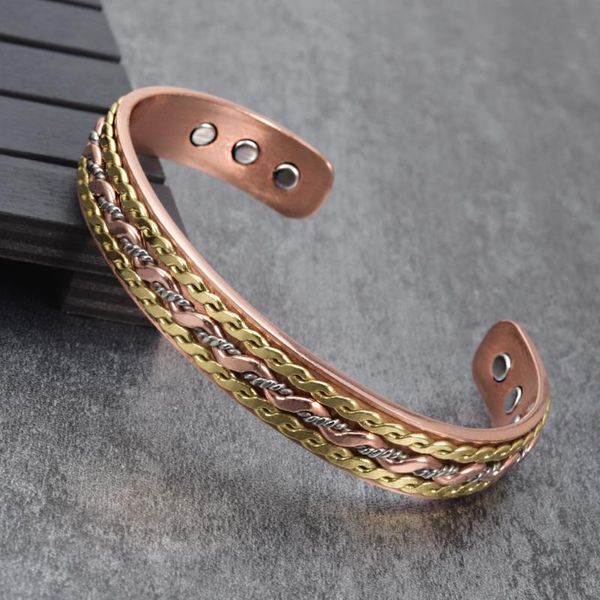 

vinterly twisted magnetic copper bracelet health energy adjustable bracelet copper open cuff bracelets bangles for women, Black