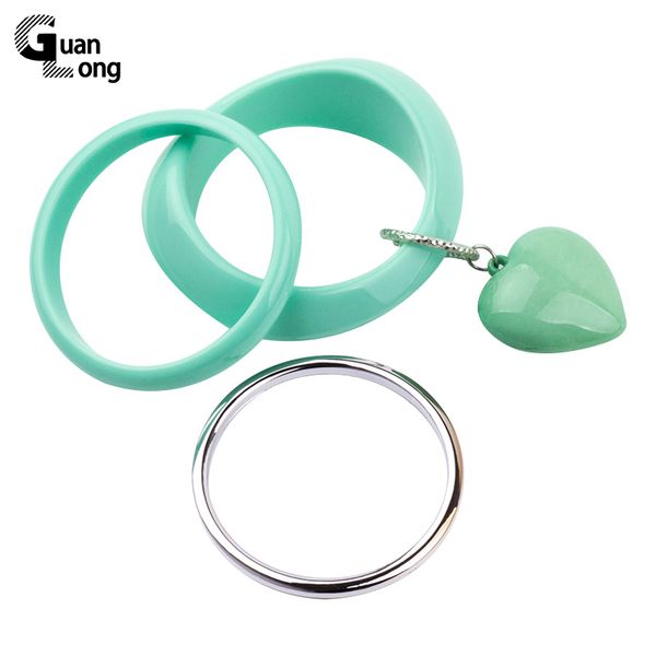 

bangle 2021 fashion resin with heart charm 3pcs set of bangles pulseiras jewelry, Black